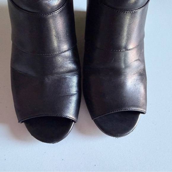 Lauren Ralph Lauren Leather Peep Toe Ankle Strap Wedge Bootie Abelle - Picture 7 of 10